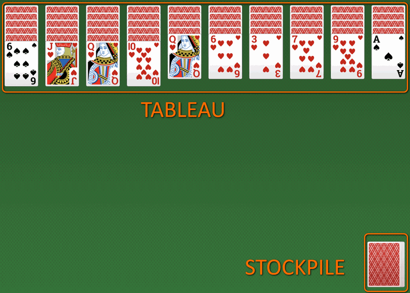 Spider Solitaire 2 barvy - Hrací pole